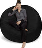 Sofa Sack Bean Bag Chair Cover Only, for Adults and Kids, Without Filling Comfy Fluffy Round or Oval Beanbag Chair Cover Replacement, Lazy Sofa Cover for Reading Chair or Floor Chair, 6-Feet, Black