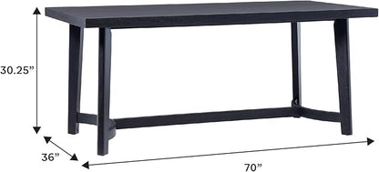 Walker Edison Modern Farmhouse Rustic Solid Oak Wood Rectanglular Dining Table for 6 - Black Oak