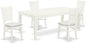 East West Furniture LGVA5-LWH-C 5 Piece Dining Set Includes a Rectangle Dining Room Table with Butterfly Leaf and 4 Linen Fabric Upholstered Kitchen Chairs, 42x84 Inch, Linen White