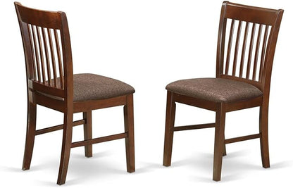 East West Furniture PSNO5-MAH-C 5 Piece Kitchen Table & Chairs Set Includes a Rectangle Dining Table with Butterfly Leaf and 4 Linen Fabric Dining Room Chairs, 32x60 Inch, Mahogany