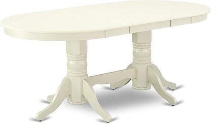 East West Furniture VAVA9-LWH-W 9 Piece Dining Room Table Set Includes an Oval Kitchen Table with Butterfly Leaf and 8 Dining Chairs, 40x76 Inch, Linen White
