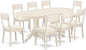 East West Furniture VAAD9-LWH-LC 9 Piece Kitchen Table & Chairs Set Includes an Oval Dining Room Table with Butterfly Leaf and 8 Faux Leather Upholstered Chairs, 40x76 Inch, Linen White