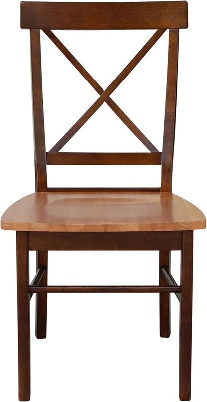 International Concepts X- Back Chair with Solid Wood Seat, Cinnemon/Espresso