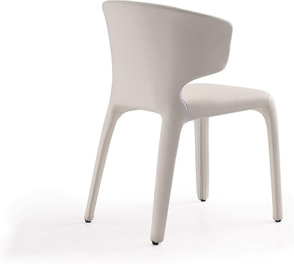 Manhattan Comfort Conrad Mid Century Modern Dining Chairs Woven Tweed Upholstered Kitchen Furniture with Contoured Back, Foam Padding & Metal Legs, Set of 2, Cream