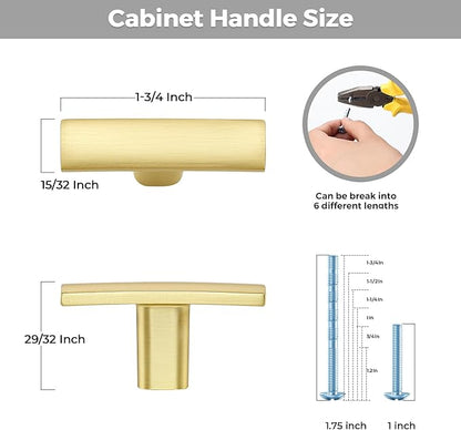 25 Pack Cabinet Handles Single Hole - Curved Cabinet Knobs Brushed Brass Drawer Pulls for Kitchen Cupboard Solid Pulls for Dresser Drawer Arch Closet Hardware