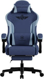 GTPLAYER Gaming Chair Fabric with Footrest, Big and Tall Game Chair High Back Computer Office Chair with Lumbar Support for Adults, Ergonomic Swivel Games Chair with Cushion Gaming Dark Blue