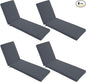 Chaise Lounge Cushions Outdoor Set of 4 - Waterproof and Fade Resistant Sun Lounger Replacement Cushions - Patio Lounger Pads with Removable Cover for Pool, Deck, 80 x 26 x 3 Inch, Dark Grey