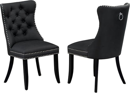 East West Furniture LGDA9-BLK-12 9 Piece Dining Table Set Consists of a Rectangle Kitchen Table with Butterfly Leaf and 8 Polyester Fabric Parson Chairs, 42x84 Inch, Black