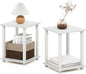 Furinno Simplistic End Table, Set of Two, White/White