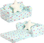 Extra Wider Seating Toddler Couch, 2-in-1 Toddler Soft Couch Fold Out with Star Pillow, Convertible Sofa to Lounger for Girls and Boys