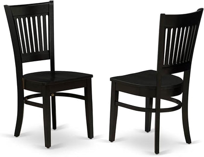 East West Furniture ANVA5-BLK-W 5 Piece Modern Dining Table Set Includes a Round Kitchen Table with Pedestal and 4 Dining Room Chairs, 36x36 Inch, Black