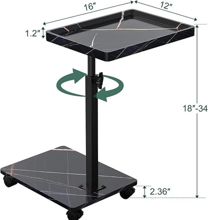 C Table End Table Adjustable Height, 360°Swivel TV Tray Table for Small Spaces, Couch Tables That Slide Under, C Shaped Side Tables Living Room and Bedroom for Sofa, Bed,Chair, Snack (Black)