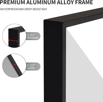 Black Bathroom Mirror for Wall, Rectangle Mirrors with Metal Frame, Modern Vanity Wall Mirror Decor for Entryway Hangs, Bathroom Living Room Horizontal or Vertical (Black, 48" L x 30" W)