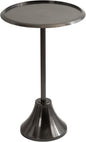 Kate and Laurel Sanzo Modern Pedestal Side Table; 15 x 15 x 24; Gray Gunmetal; Decorative End Table with Hammered Tabletop for Use as a Bedroom Nightstand or Living Room Accent Table