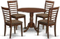 East West Furniture DLML5-MAH-C 5 Piece Dining Table Set for 4 Includes a Round Kitchen Table with Dropleaf and 4 Linen Fabric Upholstered Dinette Chairs, 42x42 Inch, Mahogany
