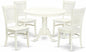 East West Furniture HLVA5-LWH-W 5 Piece Dining Room Furniture Set Includes a Round Kitchen Table with Pedestal and 4 Dining Chairs, 42x42 Inch, Linen White
