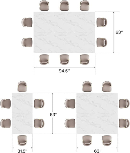 Tribesigns Square Dining Table for 8, 31.5" Modern Dinner Table with Metal Base, Kitchen Table for Dining Room, Small Space, Apartment, White & Gold