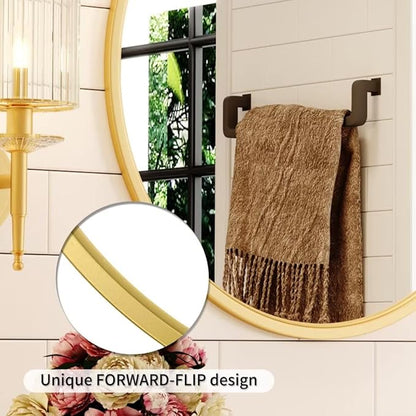 Growsun Gold Round Mirror, 15.7 inch Circle Wall Mirror for Bathroom Vanity, Entryway Living Room with Metal Frame for Home Decor