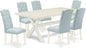 East West Furniture X027CE215-7 7 Piece Dining Room Table Set Consist of a Rectangle Kitchen Table with X-Legs and 6 Baby Blue Linen Fabric Parson Dining Chairs, 40x72 Inch, Multi-Color