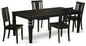 East West Furniture LGDU5-BLK-W 5 Piece Dining Set Includes a Rectangle Dining Table with Butterfly Leaf and 4 Kitchen Chairs, 42x84 Inch, Black