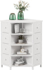 LUMTOK 8 Drawers Corner Dresser with Storage Fabric Drawers and Open Shelves for Small Space，Bedroom，Entryway，Living Room (White)