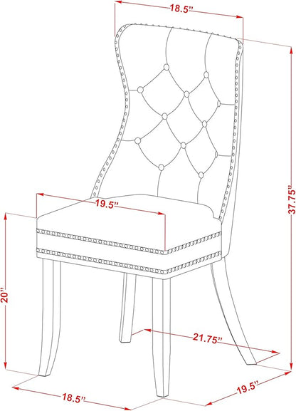 NKDA9-SBB-24-9-pc Dining Room Set Consists of a Rectangular Table and 8 Black Polyester Fabric Dining Chairs with Button Tufted Chair Back - Sand Blasting Black Finish.