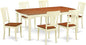 East West Furniture DOAV7-WHI-W 7 Piece Dining Set Consist of a Rectangle Dining Room Table with Butterfly Leaf and 6 Kitchen Chairs, 42x78 Inch, Buttermilk & Cherry