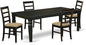 East West Furniture LGPF5-BLK-C 5 Piece Kitchen Table Set Includes a Rectangle Dining Room Table with Butterfly Leaf and 4 Linen Fabric Upholstered Chairs, 42x84 Inch, Black