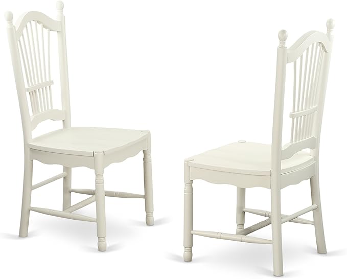 East West Furniture DOVE5-LWH-W 5 Piece Dining Set Includes a Rectangle Dining Room Table with Butterfly Leaf and 4 Wood Seat Chairs, 42x78 Inch, Linen White
