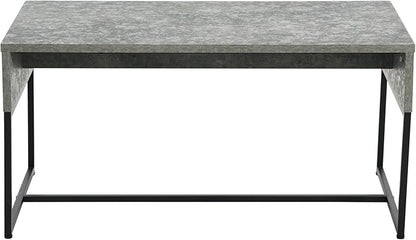 Household Essentials Wrap Rectangular Coffee Table Rustic Slate Concrete and Black Metal