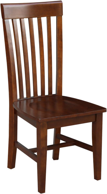 IC International Concepts, Set of Two Tall Mission Dining Chairs, Espresso, 225lbs wt capacity, Solid Real Wood, Sturdy Parawood, Espresso
