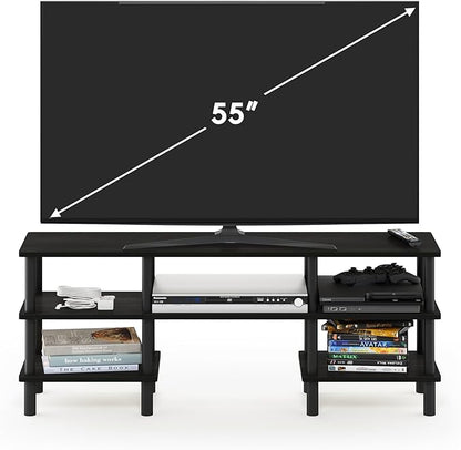 Furinno Turn-N-Tube 3-Tier Multipurpose Wide Shelf TV Stand, Espresso/Black