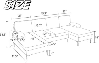 Modular Sectional Sofa, U Shaped Couch with Double Chaise, 6 Seat Comfy Sectional Couches for Living Room, Modern Lounge Modular Couch for Apartment, Dark Blue