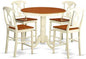 East West Furniture JAKE5-WHI-W 5 Piece Kitchen Counter Height Dining Table Set Includes a Round Wooden Table with Pedestal and 4 Dining Chairs, 36x36 Inch, Buttermilk & Cherry