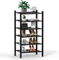 Haddockway small 6 Tier Bamboo Shoe Rack Storage Organizer, Multifunctional Free Standing Stackable Shoe Shelf with Grid Panel for Closet,Hallway,Entryway,Small Space 18"x11"x34"(Black, 6-Tier(Small))
