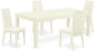 East West Furniture LGIP5-LWH-C 5 Piece Dinette Set for 4 Includes a Rectangle Dining Table with Butterfly Leaf and 4 Linen Fabric Dining Room Chairs, 42x84 Inch, Linen White