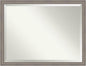 Amanti Art Grey Wall Mirror 34x44 Greywash Rectangle Bathroom Mirror for Wall Decor Living Room, X-Large Country Rustic Wood Frame, Hangs Horizonally and Vertically, Bathroom Decor, Beveled Edge