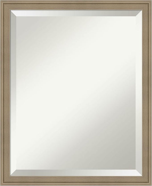 Amanti Art Brown Wall Mirror 22x18 Florence Light Brown Rectangle Bathroom Mirror for Wall Decor Living Room, Small Casual Frame, Hangs Horizonally and Vertically, Bathroom Decor, Beveled Edge from WI