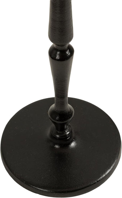Kate and Laurel Carling Traditional Metal Round Drink Table, 9 x 9 x 22, Black, Vintage Cast Aluminum Accent Table with Unique Spindle Design for Use as Indoor Plant Stand or Living Room Decor Piece