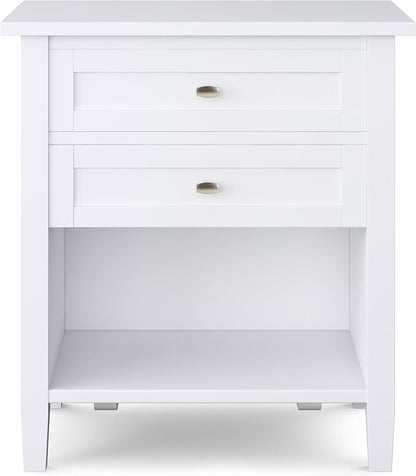 SIMPLIHOME Warm Shaker SOLID WOOD 24 Inch Wide Transitional Bedside Nightstand Table in White, For the Living Room and Bedroom