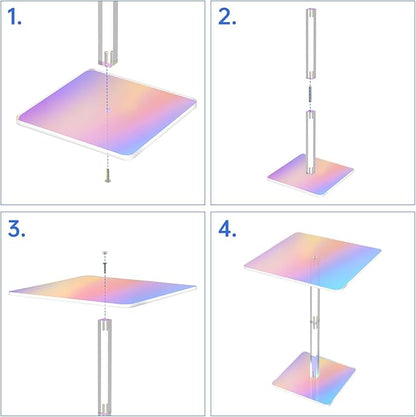 NiHome Square Iridescent Acrylic End Table for Small Spaces, Living Rooms, Bedrooms, Balconies, 0.3-Inch Thick Acrylic Coffee Table with Crystal Clear and Durable Design, 13.3"x13.3"x18.9" (1PC)