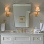 ANDY STAR 24x32 Inch Gold Mirror, Bathroom Vanity Mirror, Antique Brass Butterfly Mirror, Irregular Wall Mirror with Unique Curved Design Ideal for Home Remodel, Anti-Rust 1” Frame