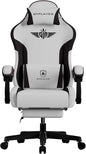 GTPLAYER Gaming Chair Fabric with Footrest, Big and Tall Game Chair High Back Computer Office Chair with Lumbar Support for Adults, Ergonomic Swivel Games Chair with Cushion Gaming Grey