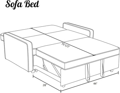 53 Inch Convertible Pull Out Sofa Bed, Sleeper Couch with Fluffy Fabric, Loveseat with Adjustable Backrest for Living Room, Bedroom, Apartment, Light Grey
