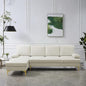 L Shape Sofa with Chaise, 4 Seat Living Room Sofa Set with Golden Wooden Leg, Sectional Couch with Fluffy Fabric, for Living Room, Apartment, Off-White