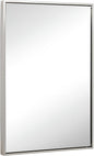 Hamilton Hills 24x36 inch Polished Silver Metal Framed Wall Mounted Mirror - Large Rectangular Wall Mirrors for Bathroom - 1/2 inch Floating Frame Vanity Nickel Glass - Hangs Horizontal or Vertical