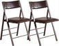 Folding Chairs with Cushion 2 Pack - Heavy Duty Steel Frame Foldable Dining Chairs, Waterproof Leather Indoor Outdoor Comfortable Folding Chairs for Home, Conference Rooms, Weddings, Events (Brown)