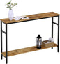 Narrow Console Table, 47 Inch Sofa Table with Adjustable Shelf, 2-Tier Long Skinny Table for Hallway, Entryway, Living Room, Foyer, Rustic Brown