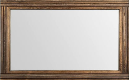 YOSHOOT Hand-Made Wooden Spliced Wall Mirror for Bathroom, Rustic Farmhouse Vanity Mirror, Décor Wall Art, Solid Wood Frame, Vertical or Horizontal Hanging
