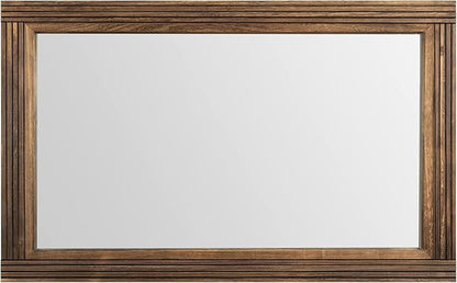 YOSHOOT Hand-Made Wooden Spliced Wall Mirror for Bathroom, Rustic Farmhouse Vanity Mirror, Décor Wall Art, Solid Wood Frame, Vertical or Horizontal Hanging, 53" x 28", Brown